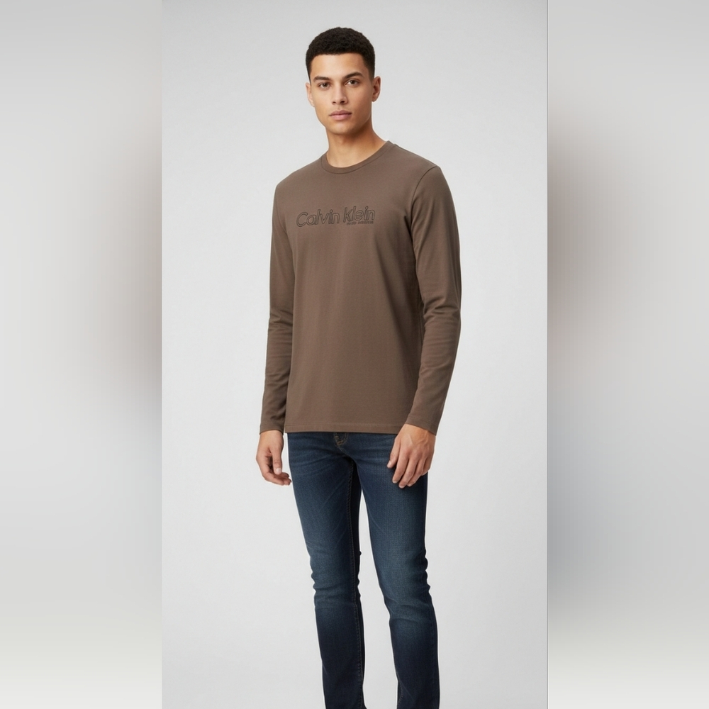 Men's Calvin Klein T-Shirt "United Kingdom" Taupe Brown Grey Essential Tee M
